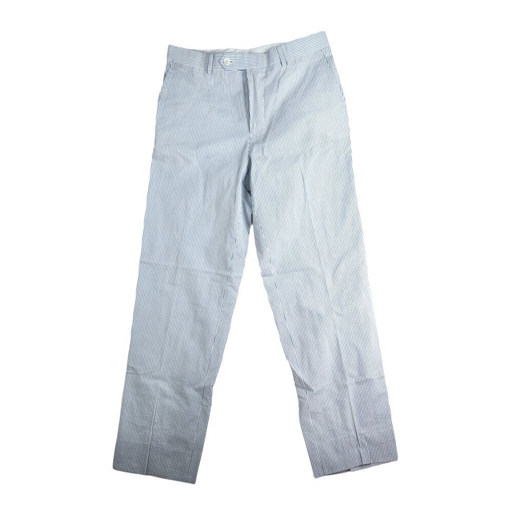 Brooks Brothers Fitzgerald Fit Pants Size 35W Blue White Striped Seersucker - Picture 3 of 7